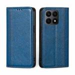 For Honor X8A Grid Texture Magnetic Flip Leather Phone Case(Blue)