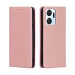 For Honor X7A Skin Feel Magnetic Horizontal Flip Leather Phone Case(Rose Gold)