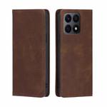 For Honor X8A Skin Feel Magnetic Horizontal Flip Leather Phone Case(Dark Brown)