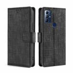 For Motorola Moto G Play 2023 Skin Feel Crocodile Magnetic Clasp Leather Phone Case(Black)