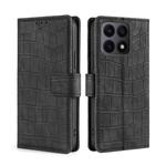 For Honor X8A Skin Feel Crocodile Magnetic Clasp Leather Phone Case(Black)