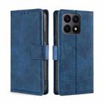 For Honor X8A Skin Feel Crocodile Magnetic Clasp Leather Phone Case(Blue)