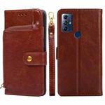 For Motorola Moto G Play 2023 Zipper Bag Leather Phone Case(Brown)