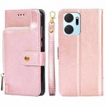 For Honor X7A Zipper Bag Leather Phone Case(Rose Gold)