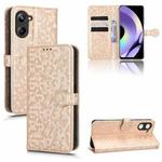 For Realme 10 4G Honeycomb Dot Texture Leather Phone Case(Gold)