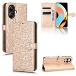 For Realme 10 Pro+ Honeycomb Dot Texture Leather Phone Case(Gold)