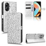 For Realme 10 Pro+ Honeycomb Dot Texture Leather Phone Case(Silver)