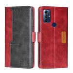 For Motorola Moto G Play 2023 Contrast Color Side Buckle Leather Phone Case(Red + Black)