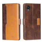 For Kyocera Digno BX2-Digno SX2-A101KC Contrast Color Side Buckle Leather Phone Case(Dark Brown + Gold)