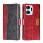 For Honor X7A Contrast Color Side Buckle Leather Phone Case(Red + Black)