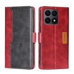 For Honor X8A Contrast Color Side Buckle Leather Phone Case(Red + Black)