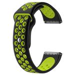 For Fitbit Versa Two-tone Silicone  Watch Band(Black + Green)