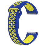 For Fitbit Versa Two-tone Silicone  Watch Band(Blue + Yellow)