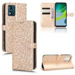 For Motorola Moto E13 4G Honeycomb Dot Texture Leather Phone Case(Gold)