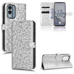 For Nokia X30 5G Honeycomb Dot Texture Leather Phone Case(Silver)