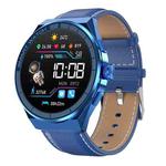 BM01 1.45 inch Leather Band IP68 Waterproof Smart Watch Support Bluetooth Call / NFC(Blue)
