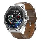 BM01 1.45 inch Leather Band IP68 Waterproof Smart Watch Support Bluetooth Call / NFC(Silver)