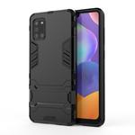 For Galaxy A31 Shockproof PC + TPU Protective Case with Hidden Holder(Black)