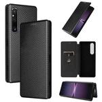 For Sony Xperia 1 V Carbon Fiber Texture Flip Leather Phone Case(Black)