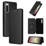 For Sony Xperia 10 V Carbon Fiber Texture Flip Leather Phone Case(Black)