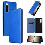 For Sony Xperia 10 V Carbon Fiber Texture Flip Leather Phone Case(Blue)
