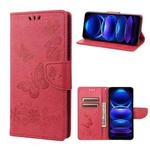 For Xiaomi Redmi Note 12 5G Global / Poco X5 5G Butterfly Embossed Horizontal Flip Leather Phone Case(Red)