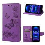 For Xiaomi Redmi Note 12 Pro 5G Global Butterfly Embossed Horizontal Flip Leather Phone Case(Purple)