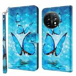 For OnePlus 11 3D Painting Pattern TPU + PU Leather Phone Case(Three Butterflies)