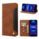For Xiaomi Redmi Note 12 Pro 5G Global Skin Feel Splicing Leather Phone Case(Brown)