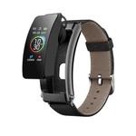 K50+ 0.96 inch Leather Band Earphone Detachable Life Waterproof Smart Watch Support Bluetooth Call(Black)