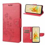 For OPPO Reno8 T 4G Butterfly Flower Pattern Leather Phone Case(Red)