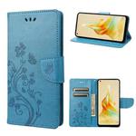 For OPPO Reno8 T 4G Butterfly Flower Pattern Leather Phone Case(Blue)