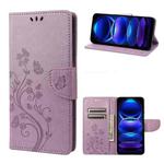 For Xiaomi Redmi Note 12 5G Global / Poco X5 5G Butterfly Flower Pattern Leather Phone Case(Light Purple)