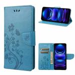 For Xiaomi Redmi Note 12 Pro+ 5G Global Butterfly Flower Pattern Leather Phone Case(Blue)