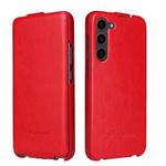 For Samsung Galaxy S23 5G Fierre Shann 64 Texture Vertical Flip PU Leather Phone Case(Red)