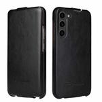 For Samsung Galaxy S23 5G Fierre Shann 64 Texture Vertical Flip PU Leather Phone Case(Black)
