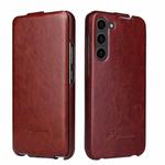 For Samsung Galaxy S23 5G Fierre Shann 64 Texture Vertical Flip PU Leather Phone Case(Brown)
