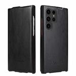 For Samsung Galaxy S23 Ultra 5G Fierre Shann 64 Texture Vertical Flip PU Leather Phone Case(Black)