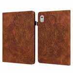 For Lenovo Tab M9 Peacock Embossed Pattern Leather Tablet Case(Brown)