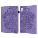 For Lenovo Tab M9 Peacock Embossed Pattern Leather Tablet Case(Purple)