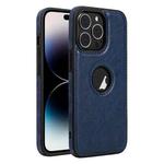 For iPhone 14 Pro Max Leather Texture Stitching Phone Case(Blue)