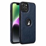 For iPhone 14 Leather Texture Stitching Phone Case(Blue)