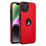 For iPhone 14 Plus Leather Texture Stitching Phone Case(Red)