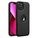 For iPhone 13 Leather Texture Stitching Phone Case(Black)