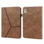 For Lenovo Tab M9 Embossed Striped Leather Tablet Case(Brown)