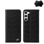 For Samsung Galaxy S23 5G Fierre Shann Crocodile Texture Magnetic Genuine Leather Phone Case(Black)
