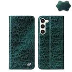 For Samsung Galaxy S23 5G Fierre Shann Crocodile Texture Magnetic Genuine Leather Phone Case(Green)