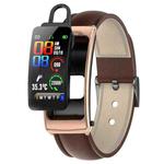 K20 1.14 inch Leather Band Earphone Detachable Life Waterproof Smart Watch Support Bluetooth Call(Brown)