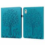 For Lenovo Tab M9 Tree & Deer Pattern Embossed Leather Tablet Case(Blue)