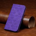 For iPhone 6 Plus Lucky Flowers Embossing Pattern Magnetic Horizontal Flip Leather Case with Holder & Card Slots(Purple)